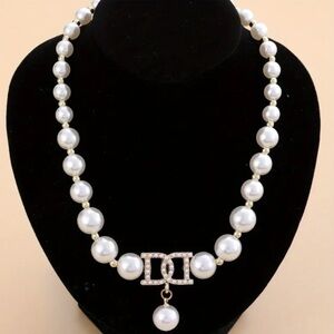 Luxury Mother of Pearl Monogram Necklace, NEW